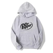 Šilti Dr Pepper raidėmis marginti džemperiai su gobtuvu Gatvės stiliaus vyriški madingi vilnos megztiniai Kasdieniai unisex megztiniai viršutiniai drabužiai Madingi Tre M pilka spalva