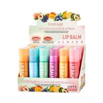NEW 24PCS/BOX Fruit Series Lip Balm Set Honey Grape Avocado Moisturizing Repair Anti-Cracked Non-sticky Lip Balm Lips Skin Care beige