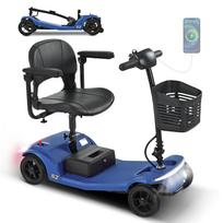 Electric scooter for seniors, load capacity 136 kg, speed 6 km/h, removable battery, USB charging port, no driving license required – S2 BLUE 100 x 50 x 86 cm mėlyna