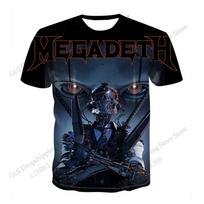 Nauja roko grupė Megadeth 43 metų turas 2026 m. 3D spausdinti marškinėliai Vyrams Moterims Mada Hip Hop Dydis Plius Gatvės Trumparankoviai Viršutiniai Marškinėliai Vaikams 2XL black