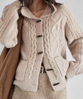 Londone jungiklio sagos rankogalių kakliuko megztinis, avižų smėlio spalvos Oat Beige/S gray