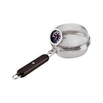 Manual Coffee Bean Heating Tool with Temperature Meter, Steel Wire Basket for Stovetop Turning, Outside Flame Use, and Green Coffee Color Control 1 white