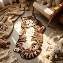 Lazy Sleeping Tiger Spotted Fat Cat Alien Plush Carpet Entrance Bathroom Living Room Cute Cartoon Home Floor Mat 40x60cm 16x24inch white