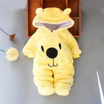 Baby Hooded Footie Romper Snap Up Fleece Snowsuit with Headband Foot Cover Jumpsuit Winter Cute Pattern Jumpsuit Outwear 80 white