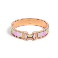 HERMES Clic H Enamel, Rose Gold Tone Plated Bangles Women's Multicolor H703312FOF6PM PM beige