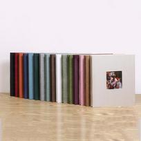 Handmade 16-Inch Burlap Photo Album, Self-Adhesive with Window, Large Capacity Storage 20 Sheets (40 Adhesive Pages) gray