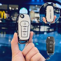 For Ford Figo 2017 Mondeo 5 Ecosport Fiesta Mk8 Everest Ranger NEW TPU Car Flip Remote Key Case Cover Shell Fob Bag Keychain white