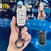 For Ford Figo 2017 Mondeo 5 Ecosport Fiesta Mk8 Everest Ranger NEW TPU Car Flip Remote Key Case Cover Shell Fob Bag Keychain blue