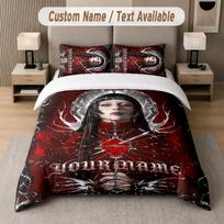 Lady Gaga 3Pcs Bedding Set, Personalized Custom Name Text, 1 Duvet Cover & 2 Pillowcases For Bedroom 135cmx200cm gray