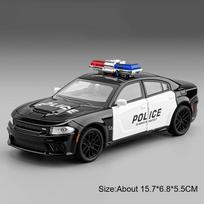 1:32 Charger M8 Model Toy Miniature Police Cars Alloy Diecast Mini Vehicles Sound Light Doors Opened Pull Back for Kids Gifts