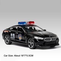 1:32 Charger M8 Model Toy Miniature Police Cars Alloy Diecast Mini Vehicles Sound Light Doors Opened Pull Back for Kids Gifts black