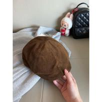 Korean Version of Autumn New Beret Retro Corduroy Forward Hat Female Literary Newsboy Hat Painter Hat Trendy Adjustable gray
