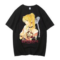 Death Note Misa Amane & Rem Gothic Anime T-Shirt, Unisex Psychological Thriller Manga Streetwear Tee, 100% Cotton Casual Short Sleeve Top M mėlyna