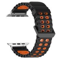 Silicone Band For Apple Watch Series 11 10 9 8 7 6 SE3 Sport Strap Two tone Bracelet For Iwatch Ultra 3/2 49mm 38 40 42 44 46mm 42-44-45-49MM black
