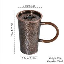 Grynas varinis Maskvos mule kavos puodelis Graviruotas Išskirtinis Su dangteliu Vintažinis Patvarus Gėrimų 350ml Termokubas Austa rankena Arbatos puodelis 350ml gray