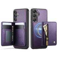 Case for Samsung Galaxy A56 A55 A53 A52 A36 A35 A26 A25 A17 A16 A15 Wallet Case, Detachable Magnetic RFID Blocking Card Holder For Galaxy A54 5G violetinė
