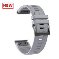 22 mm 26 mm silikoninis dirželis, skirtas „Garmin Instinct 3 2X Solar Band“, „Fenix ​​E 8 7 7X 6X 6 Pro“ / „Quatix 7 6 5 3“ / „Enduro 3 2 QuickFit“ apyrankei 1PCS QuickFit 22mm gray