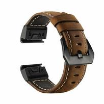 Rankų darbo Crazy karvės odos laikrodžio apyrankė, skirta Garmin Fenix 7S 5S 6S 5 6 7 5X Plus 6X Pro MK1, odinė juosta, greitai, 20/22/26mm apyrankė 22mm Descent G1 ruda