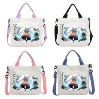 Anime Demon Slayer Drobės Kryžmai Nešiojama Rankinė Kamado Tanjiro Nezuko Animacinis Raštas Spausdinta Peties Rankinė Kelionėms Laikymo Rankinė Dovanų Purple-1PCS white