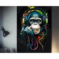 80s Retro Funny Monkey Player Gamepad Picture For Gaming Room Living Canvas Painting Print Wall Art Home Decor Aesthetics Poster 50X70CM No Framed gray
