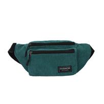 Fanny Pack Corduroy Waist Bag Zippered Chest Bags Sling Travel Fashion Phone Pouch for Girls Women Ladies Green less gray