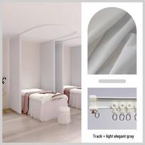 Grožio salono lubinis bėgelis pertvaros užuolaida Custom Sheer Curtain + Hook Processing