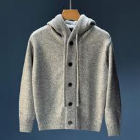 Cleanfit Grey Open Cardigan Men's Loose Lazy Style Knitted Hat Sweater Casual Fashion Winter Outerwear Comfortable Thickened S gray
