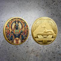 Šungalvio Dievo Anubio Proginis Suvenyrinis Medalis Senovės Egipto Mirties Sargas Proginis Medalis A4 beige
