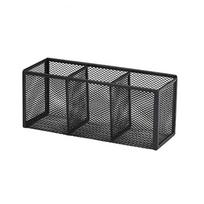 Modernus tinklelio stalo organizatorius Metalinis pieštukų laikiklis Daugiafunkcis stalo ekspozicijos laikiklis Namų naudojimui 3 Grids Black