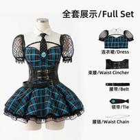 Monster High Frankie Stein Cosplay Kostiumas Mokyklinio Stiliaus Susiaurinta Suknelė Helovino Vaidmenų Žaidimo Apranga XXXL black