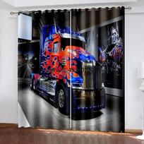 3D sunkvežimių spausdintos juodos užuolaidos automobilių spausdinimo langų užuolaidos svetainės miegamojo užuolaidoms, 183x214 cm pagal užsakymą W50xH160(CM)x2PCS-Rod pocket gray
