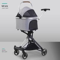 Stilingas baltos PU odos augintinio vežimėlis: Nuimamas dizainas šunims ir katėms iki 13,6 kg Pet Stroller gray