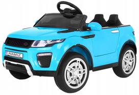 Vaikiškas elektrinis automobilis Ramiz Rapid Racer, mėlynas, su nuotolinio valdymo pultu, LED žibintais ir saugos diržais