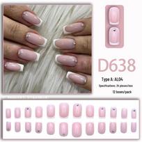 French Style Diamond Press-On Nails – 24 Solid Color Tips in Fresh European & American Design gray