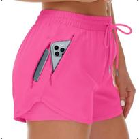Women's 5 Inch Quick Dry Lightweight Workout Running Shorts with Zipper Pockets for Crossbody Fitness 2XL rožinė raudona spalva