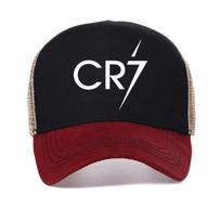 Madinga futbolo dovana Futbolas CR7 Ronaldos Kepuraitė su snapeliu Vyrams Moterims Reguliuojama Trucker tipo kepurė atsitiktinė Kvėpuojanti tinklinė Snapback kepuraitės Adjustable black