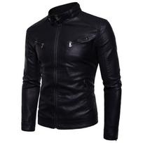 PU Kasdieninė Odinė Striukė Vyrams Pavasario Rudens Paltas Motociklininko Slim Fit Viršutiniai Drabužiai Vyriški Juodi Mėlyni Drabužiai Didelio Dydžio XS-3XL 3XL black