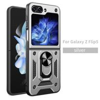 For Samsung Z Flip8 Case Galaxy Z Flip6 Cover Z Flip5 7 8 Magnetic Ring Holder Armor Phone Case Slide Camera Protect Back Cover Galaxy Z Flip 8 gray