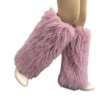 Women Furs Leg Warmer Winter Furry Long Boot Cuffs Fuzzy Shoe Cover Party Costume for Holiday Festival Performances Play rožinė raudona spalva