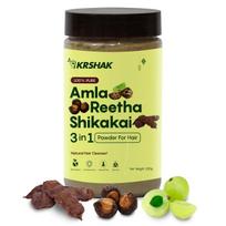KRSHAK Amla Reetha Shikakai Mix Powder for Hair - 200g | 3-in-1 Natural Herbal Hair Cleanser | 100% Natural, Chemical-Free & No Preservatives yellow