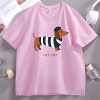 Prancūzų takso marškinėliai Šuns marškinėliai Mielas dešrainio šuo T-shirt Juokingi grafiniai marškinėliai Vasaros marškinėliai Medvilniniai madingi marškinėliai Spausdinimas M pink