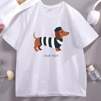 Prancūzų takso marškinėliai Šuns marškinėliai Mielas dešrainio šuo T-shirt Juokingi grafiniai marškinėliai Vasaros marškinėliai Medvilniniai madingi marškinėliai Spausdinimas M white