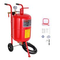 VEVOR 10 gal/40 l smėliasrovė su purkštuko uždarymo vožtuvu, manometru, keramikiniu antgaliu, 2,5 m žarna, užpildymo piltuvėliu, vandens gaudykle, 6 colių guminiu 63 x 35 x 80 cm