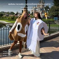 2 dalių Helovino kostiumų rinkinys, Juokingas suaugusiųjų Cosplay, Unisex vakarėlio apranga Kaka & Popierius Rinkinys Vienas dydis Poop & Paper Set One Size white