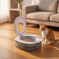Cat Litter Box Compact Kitty Low-Sided for Indoor, Apartments geltona