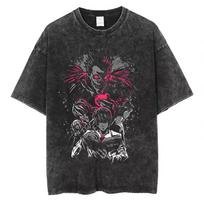 Harajuku Vintage Washed Death Note Anime Graphic T-shirt Oversize Cotton Fashion Streetwear Casual Summer Short Sleeve Tee 4XL black