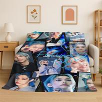 Kpop Felix Stray Kids Muzikinė flanelinė antklodė Minkšta šilta antklodė miegamajam svetainei lovai kelionėms stovyklavimui iškylai Dovana 80x120cm gray