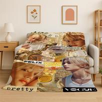 Kpop Felix Stray Kids Muzikinė flanelinė antklodė Minkšta šilta antklodė miegamajam svetainei lovai kelionėms stovyklavimui iškylai Dovana 80x120cm