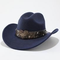 European, American and British Western cowboy hats, high-end love belts, decorative big head circumference hats, women's autumn and winter French top adult 57cm black