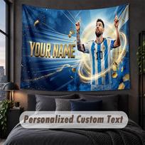 Custom Name Text Tapestry,Lionel Messi Decorative Wall Hanging, Background Tapestry For Home Bedroom 180cmx200cm